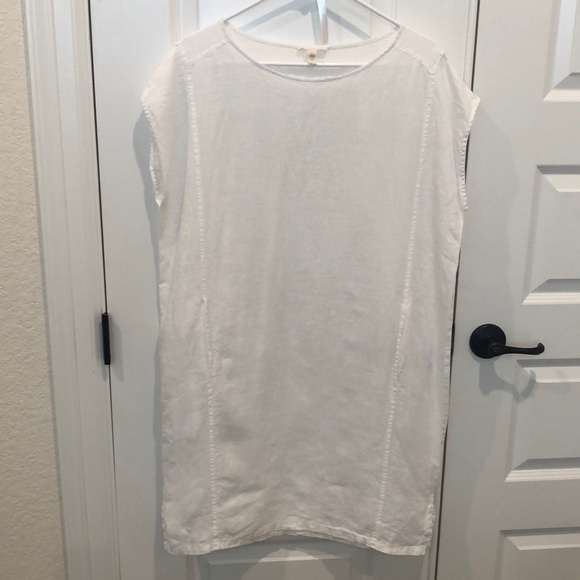 Eileen Fisher 100% Organic Linen White Dress Cover Up Small - Picture 2 of 16
